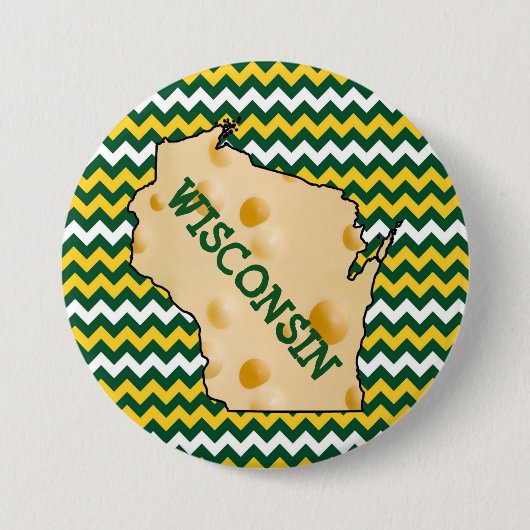 Knopf-Grün und Gold Wisconsins Cheesehead Button (Vorderseite)