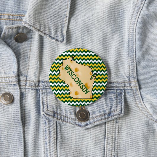 Knopf-Grün und Gold Wisconsins Cheesehead Button (Beispiel)