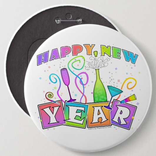 Knopf - GUTEN RUTSCH INS NEUE JAHR Button (Vorne & Hinten)