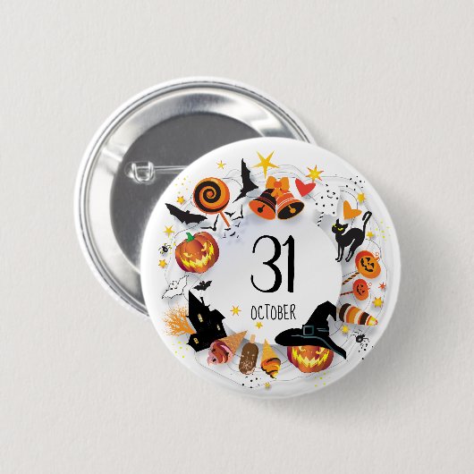 KNOPF Halloweens am 31. Oktober - "Leckerei oder Button (Vorne & Hinten)