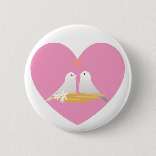 Knopf-Herz Liebe-Tauben Button (Vorderseite)