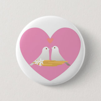 Knopf-Herz Liebe-Tauben Button