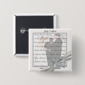 Knopf Herz-White Wedding Square Button (Vorne & Hinten)