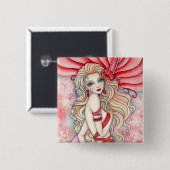 Knopf - hochroter Glamour Button (Vorne & Hinten)