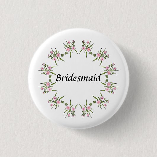 Knopf Hochzeitsrosa Blumenüberdachter Button (Vorderseite)