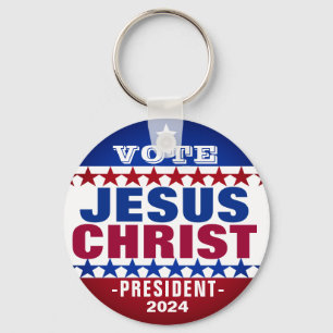 Knopf Jesus Christus für den Präsidentschaftswahlk Schlüsselanhänger