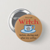 Knopf Kaffee-Hexe Button (Vorne & Hinten)