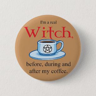 Knopf Kaffee-Hexe Button