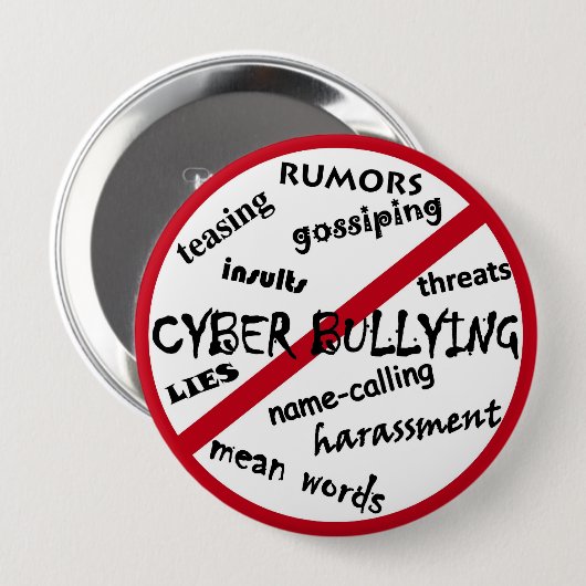 Knopf "Keine Cyber-Mobbing, Belästigung, Bedrohung Button (Vorne & Hinten)