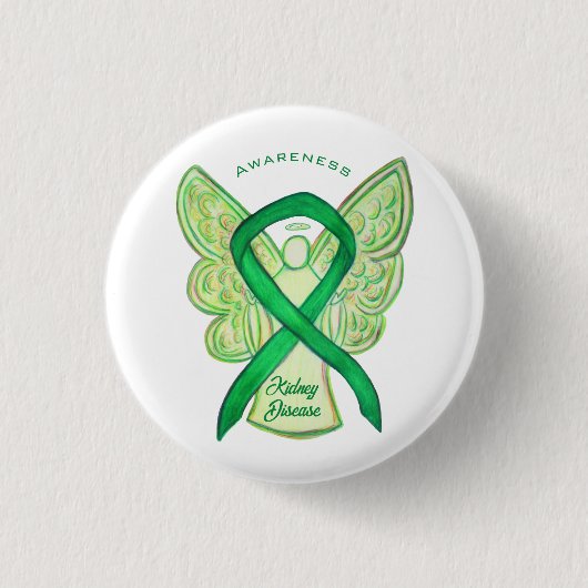 Knopf "Kidney Disease Awareness Ribbon Angel" Button (Vorderseite)