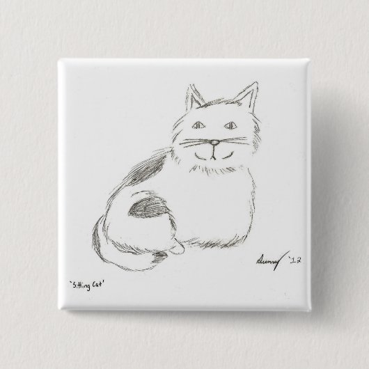 Knopf "Kitty Sketch" - Platz Button (Vorderseite)