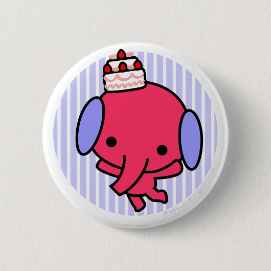 Knopf - Kuchen-Elefant - blaue Streifen Button (Vorderseite)