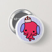 Knopf - Kuchen-Elefant - blaue Streifen Button (Vorne & Hinten)
