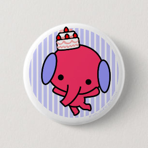 Knopf - Kuchen-Elefant - blaue Streifen Button