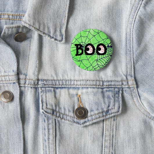 Knopf "Lime Green" und "Black Halloween Boo Eyebal Button (Beispiel)