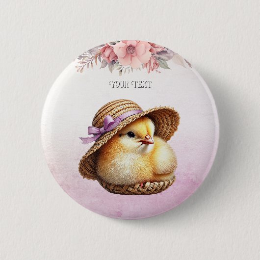 Knopf "Little Chick Pink Ribbon" Button (Vorderseite)
