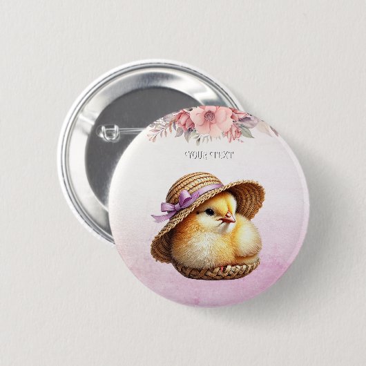 Knopf "Little Chick Pink Ribbon" Button (Vorne & Hinten)