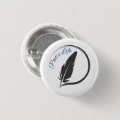 Knopf-Logo-Rundbutton-Pin 'Poet's Life Quill' Button (Vorne & Hinten)