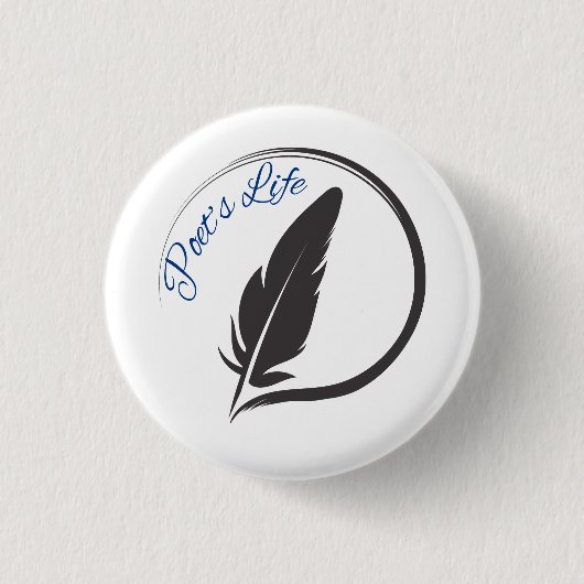 Knopf-Logo-Rundbutton-Pin 'Poet's Life Quill' Button (Vorderseite)
