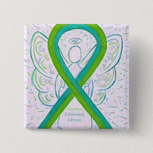 Knopf "Lungenfibrose Awareness Ribbon Angel" Button (Vorderseite)