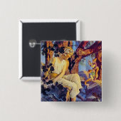 Knopf: Mädchen mit Elfen - von Maxfield Parrish Button (Vorne & Hinten)