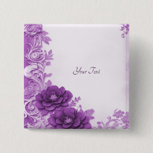 Knopf mit blühenden violetten Blumen Button