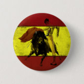 Knopf mit Bullfight auf schmutziger spanischer Button (Vorderseite)