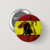 Knopf mit Bullfight auf schmutziger spanischer Button (Vorne & Hinten)