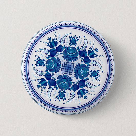 Knopf mit dem Ornament im Stil von Gzhel Button (Vorderseite)
