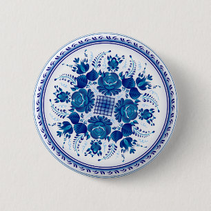 Knopf mit der Verzierung in Gzhel Art Button
