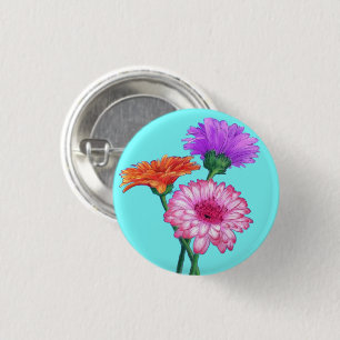 Knopf mit Gerbera-Margeriten Button
