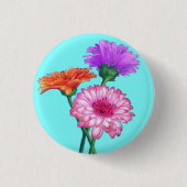 Knopf mit Gerbera-Margeriten Button (Vorderseite)