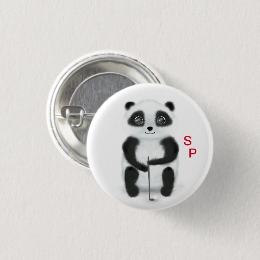 Knopf mit Panda Golf spielen Button (Vorne & Hinten)