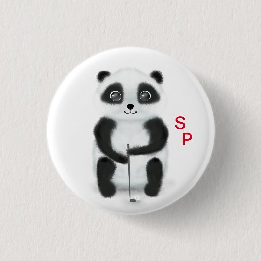 Knopf mit Panda Golf spielen Button (Vorderseite)