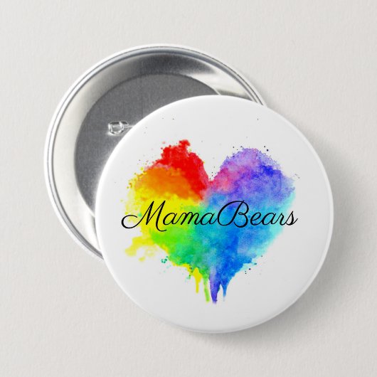 Knopf mit Regenbogen-Spritzer Herz Button (Vorne & Hinten)