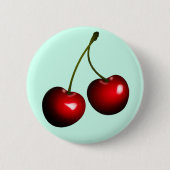Knopf mit roten Kirschen Button (Vorderseite)