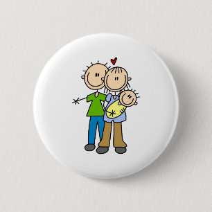 Knopf mit Strichmännchen eines neugeborenen Babys Button