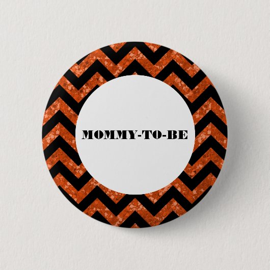 Knopf "Orange Zickzack Glitzer Baby Shooting" Button (Vorderseite)