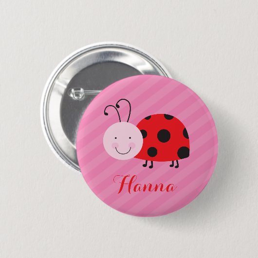 Knopf Personalisiertes Button für kleine rote Lady (Vorne & Hinten)