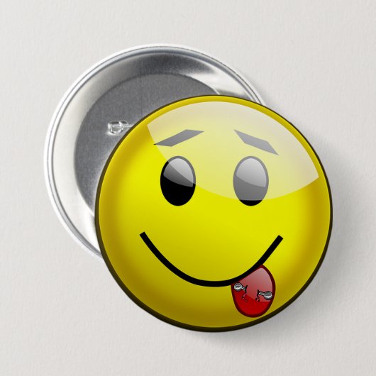 Knopf "Piercing Tongue Face Funny" Button (Vorne & Hinten)