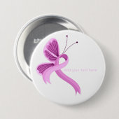 Knopf "Pink Awareness Ribbon Butterfly" Button (Vorne & Hinten)