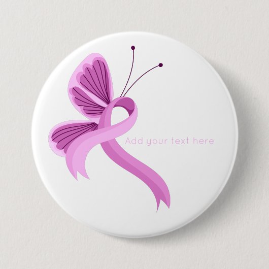 Knopf "Pink Awareness Ribbon Butterfly" Button (Vorderseite)
