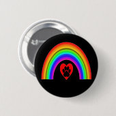 Knopf-Regenbogenherz mit Pfoten unter einem Regenb Button (Vorne & Hinten)