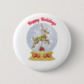 Knopf Rentier in Snow Globe Button (Vorderseite)
