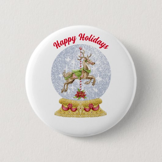Knopf Rentier in Snow Globe Button (Vorderseite)