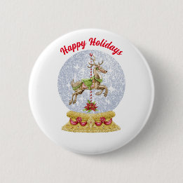 Knopf Rentier in Snow Globe Button
