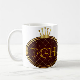 Knopf RETRO GOLDkronen + Ihr Monogramm Kaffeetasse