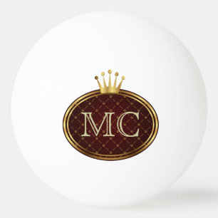 Knopf RETRO GOLDkronen + Ihr Monogramm Tischtennisball
