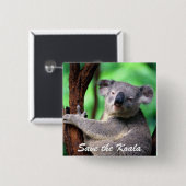 Knopf-Retten Sie den Koala-Bären Button (Vorne & Hinten)