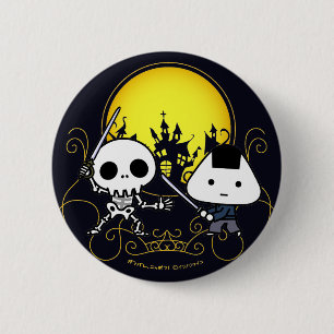 Knopf - RiceBall Samurai GEGEN Skelett Button